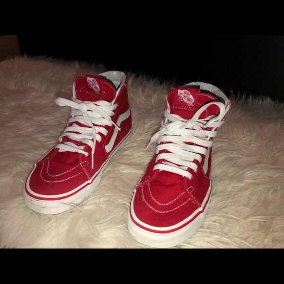 Red Vans Hightop Shoes - Picture 1 of 6